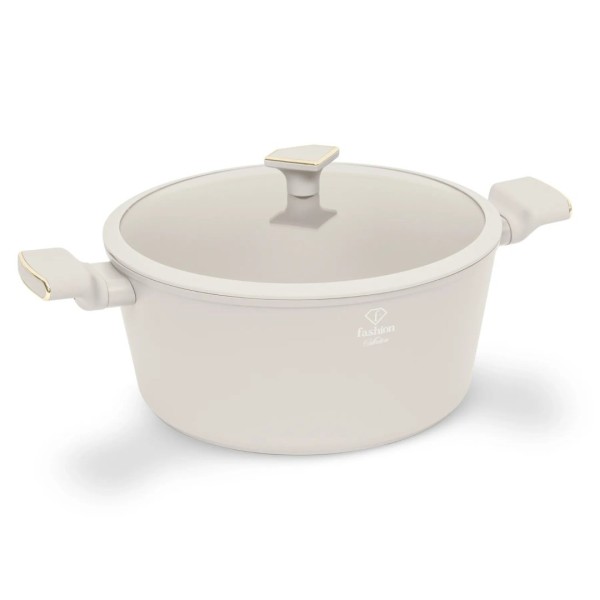 Garnki tradycyjne, FashionTV FTV-0071 — garnek z pokrywką 30 cm, Matte Cream Gold Collection