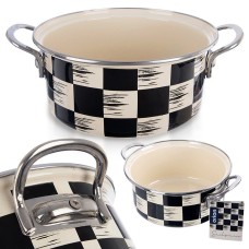 Garnek emaliowany, Orion 113340 Szachownica — tradycyjny garnek 20 cm 2,2 l, indukcja/gaz