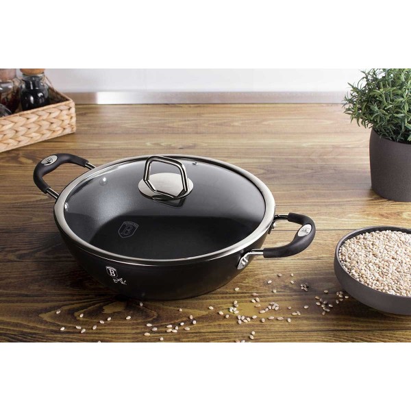 Garnek niski Berlinger Haus Black Professional Line BH-6125 28cm 3.8L do gotowania potraw