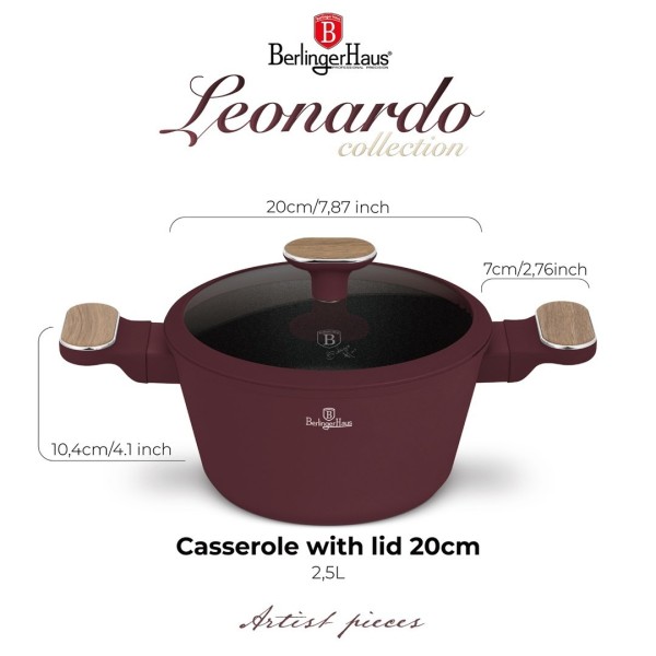 Garnek tradycyjny BerlingerHaus Leonardo Nordic BH-8300, 20 cm z pokrywką