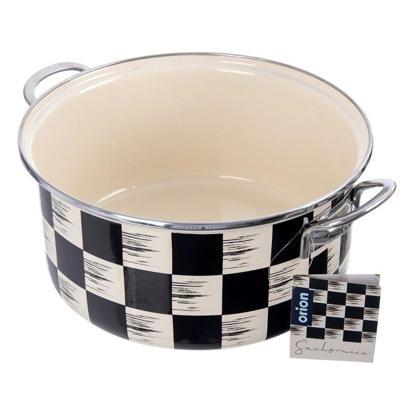 Garnek emaliowany, Orion 113342 Szachownica — duży 26 cm (5 L), na indukcję i gaz