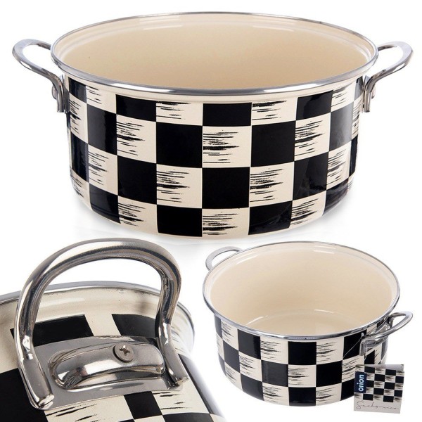 Garnek emaliowany, Orion 113342 Szachownica — duży 26 cm (5 L), na indukcję i gaz