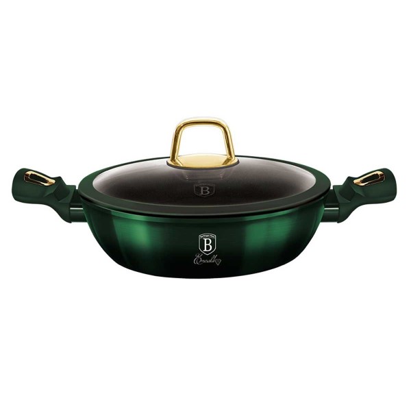 Каструля традиційна Berlinger Haus Metallic Line Emerald BH-6060, 3.8 л, 28 см, низька гранитова