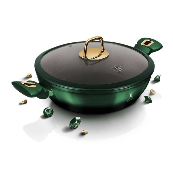 Каструля традиційна Berlinger Haus Metallic Line Emerald BH-6060, 3.8 л, 28 см, низька гранитова
