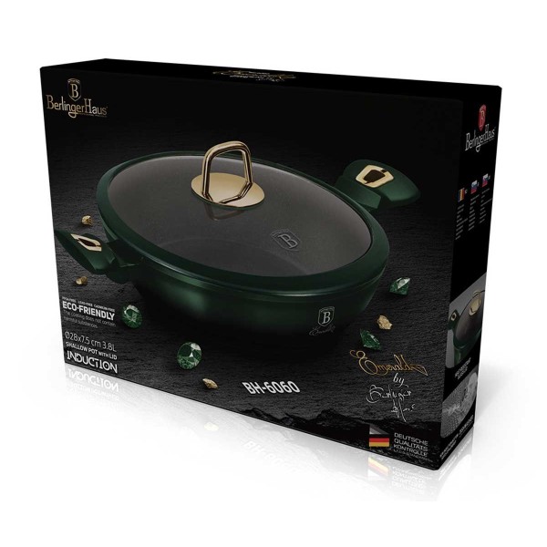 Каструля традиційна Berlinger Haus Metallic Line Emerald BH-6060, 3.8 л, 28 см, низька гранитова