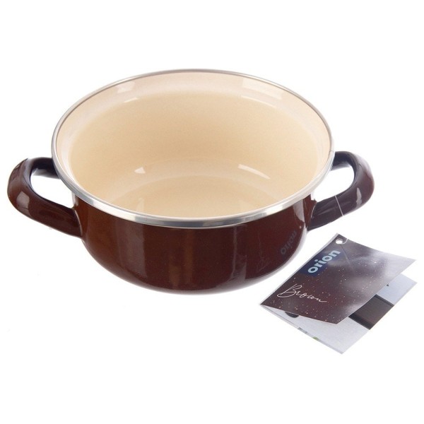Garnek tradycyjny Orion 113328 Brown 16 cm 1 L — emaliowany, do gazu i indukcji