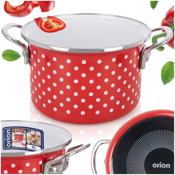 Garnek tradycyjny Tecka Orion 18 cm 2L — emaliowany, gaz i indukcja