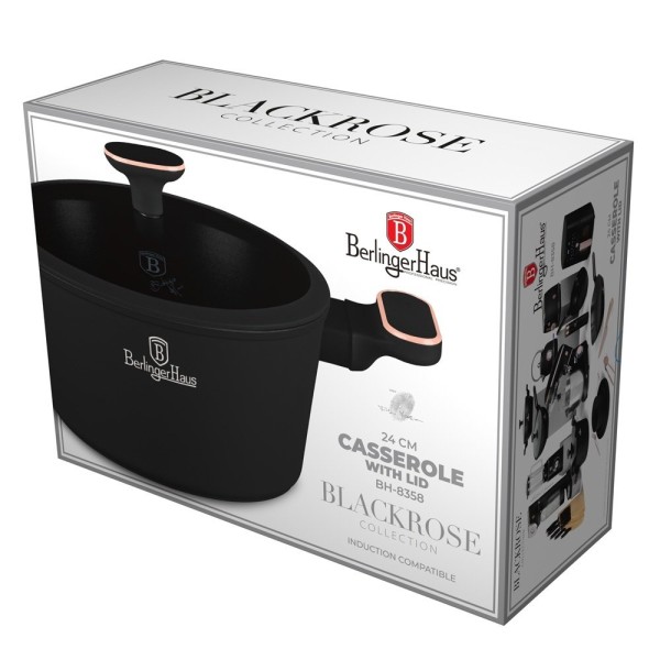 Garnek tradycyjny BerlingerHaus BH-8358 Black Rose Collection 24 cm z pokrywką