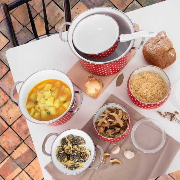 Garnek tradycyjny Orion TECKA 14 cm 650 ml — emaliowany, do kuchenek indukcyjnych i gazowych