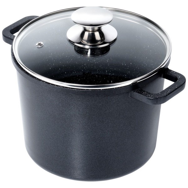 Garnki tradycyjne Orion GRANDE 4.2L — garnek granitowy z pokrywką szklaną, indukcja