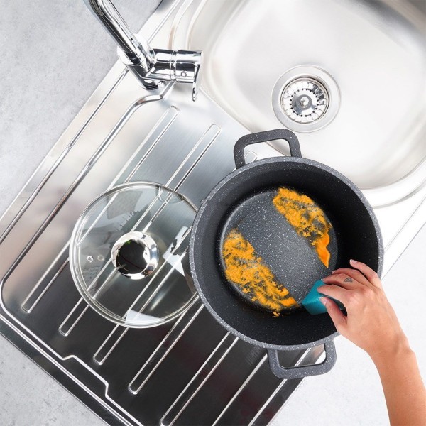 Garnki tradycyjne Orion GRANDE 4.2L — garnek granitowy z pokrywką szklaną, indukcja