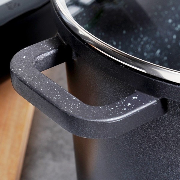 Garnki tradycyjne Orion GRANDE 4.2L — garnek granitowy z pokrywką szklaną, indukcja