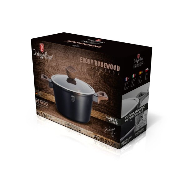 Каструля Berlinger Haus Ebony Rosewood 20 см 2,5 л з гранітним покриттям для приготування страв