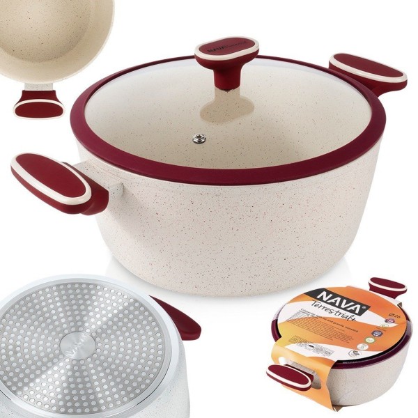 Garnek tradycyjny NAVA TERRESTRIAL 26 cm 5,2 L ze szklaną pokrywką, indukcja