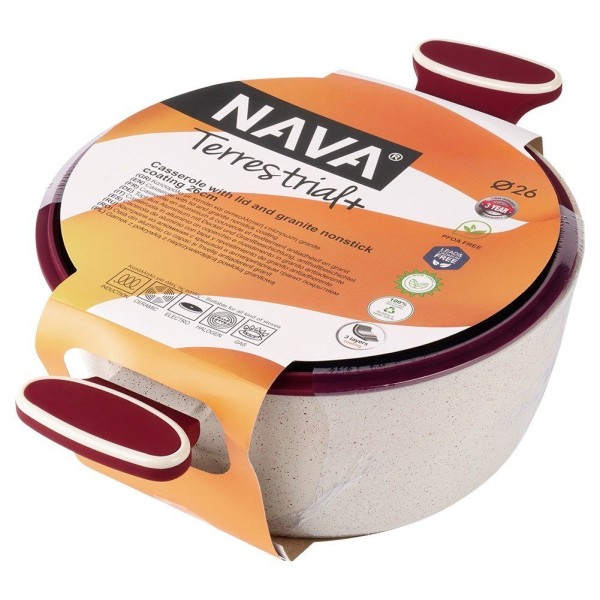 Garnek tradycyjny NAVA TERRESTRIAL 26 cm 5,2 L ze szklaną pokrywką, indukcja