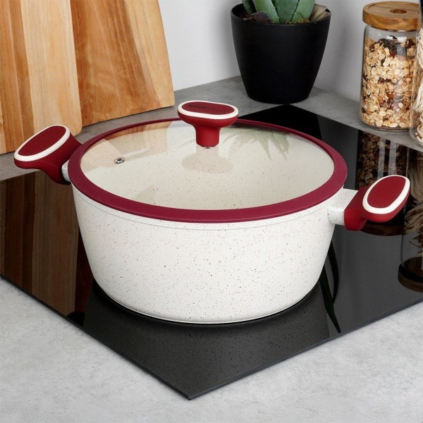 Garnek tradycyjny NAVA TERRESTRIAL 26 cm 5,2 L ze szklaną pokrywką, indukcja