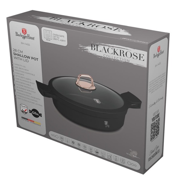 Garnek Wok Berlinger Haus Black Rose BH-1455 4.2L 28cm z powłoką tytanową do smażenia i duszenia