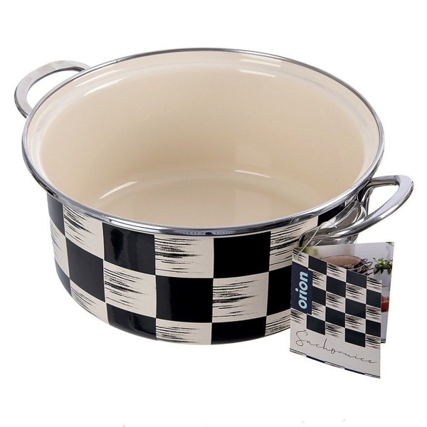 Garnek tradycyjny Orion 113341 Szachownica 22 cm 3 L — emaliowany, do indukcji i gazu
