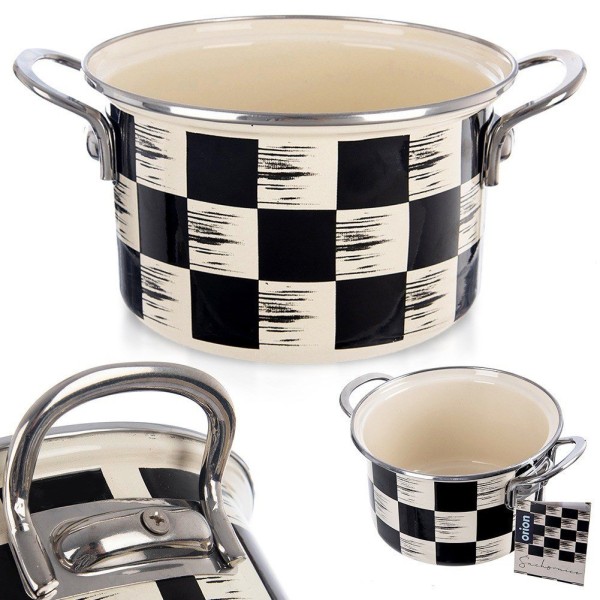 Garnek tradycyjny Orion SZACHOWNICA 18 cm 2 l — emaliowany, do kuchenek indukcyjnych i gazowych