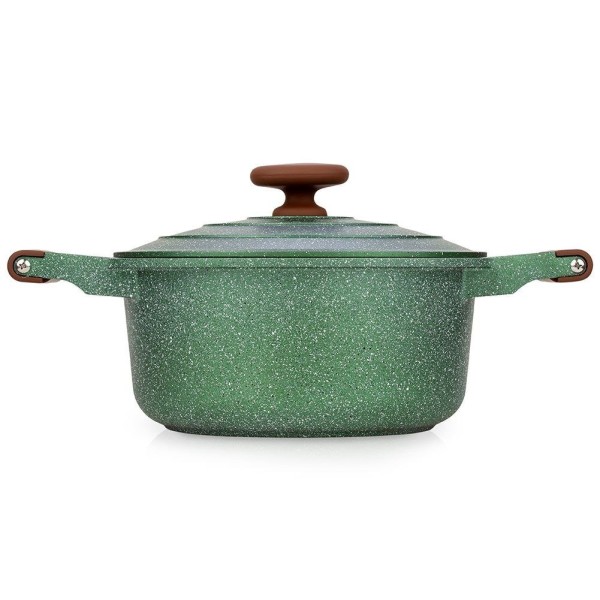 Garnek tradycyjny NAVA OMEGA 24 cm 4,4 L — granitowy, nieprzywierający, indukcja/gaz z pokrywką