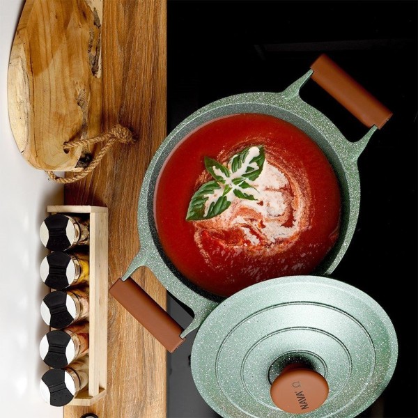 Garnek tradycyjny NAVA OMEGA 24 cm 4,4 L — granitowy, nieprzywierający, indukcja/gaz z pokrywką