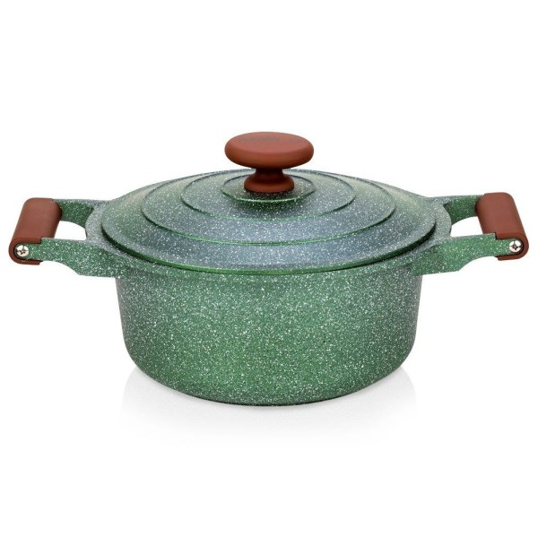 Garnek tradycyjny NAVA OMEGA 24 cm 4,4 L — granitowy, nieprzywierający, indukcja/gaz z pokrywką