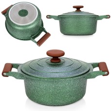 Garnek tradycyjny NAVA OMEGA 24 cm 4,4 L — granitowy, nieprzywierający, indukcja/gaz z pokrywką