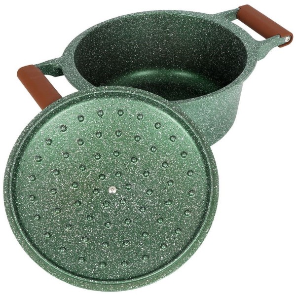 Garnek tradycyjny NAVA OMEGA 24 cm 4,4 L — granitowy, nieprzywierający, indukcja/gaz z pokrywką