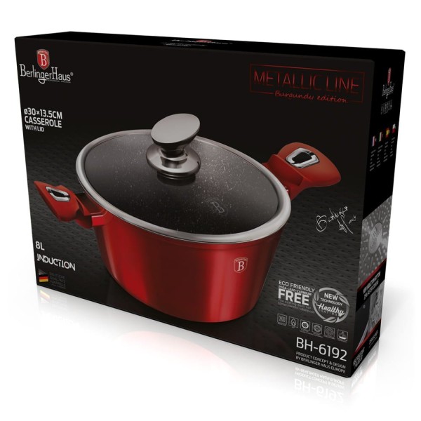Каструля Berlinger Haus Metallic Line BH-6192, 8 л, 30 см, для приготування великих порцій