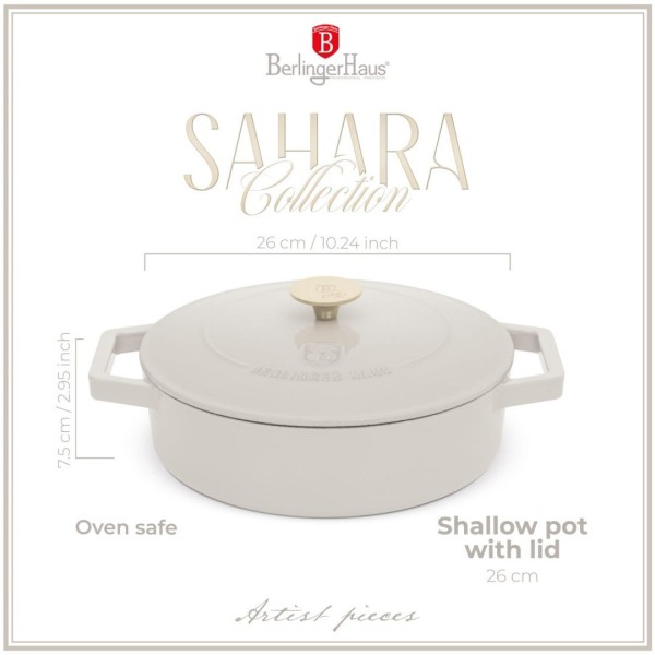 Garnek żeliwny niski Berlinger Haus Strong Mold Sahara BH-6530 2.57L 26cm do gotowania i duszenia
