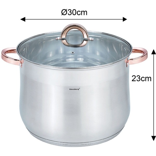 Garnek stalowy Klausberg KB-7796 Rose Gold 16L 30cm do gastronomii, idealny do dużych potraw