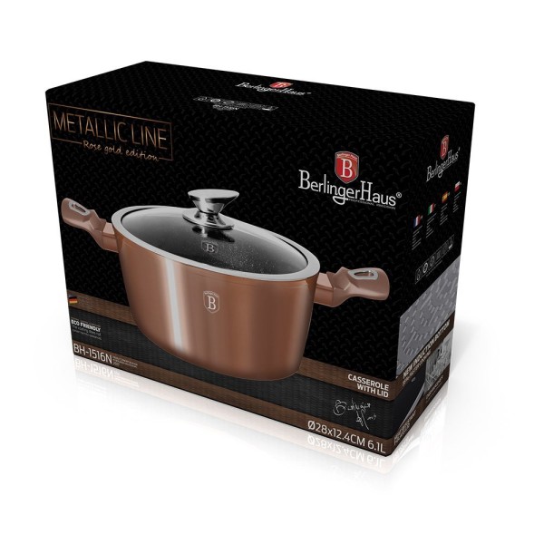 Класичний кухонний каструля Berlinger Haus Metallic Rose 6.5 л, 28 см BH-1516-N