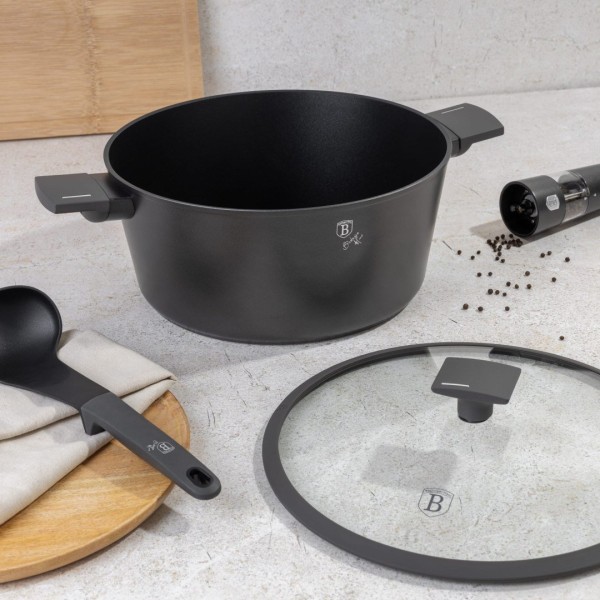 Garnek Berlinger Haus BH-8133 antracyt 30cm 8L z pokrywką do gotowania dla dużej rodziny