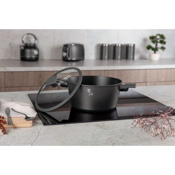 Garnek Berlinger Haus BH-8133 antracyt 30cm 8L z pokrywką do gotowania dla dużej rodziny