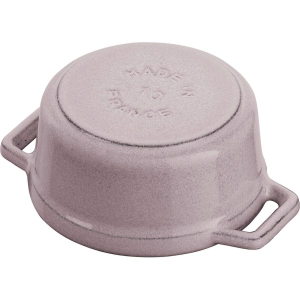 Mini garnek żeliwny Staub Mini Cocotte 250 ml z motywem kwiatu wiśni, idealny do serwowania małych porcji