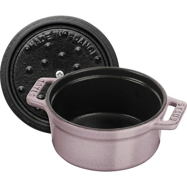 Mini garnek żeliwny Staub Mini Cocotte 250 ml z motywem kwiatu wiśni, idealny do serwowania małych porcji