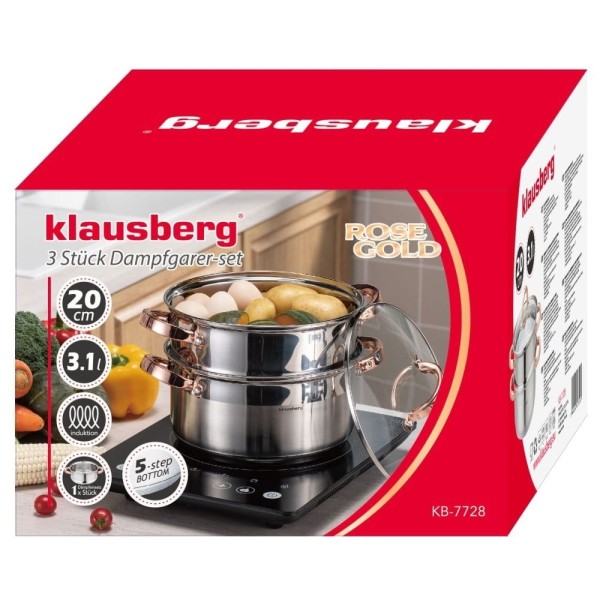 Zestaw do gotowania na parze Klausberg KB-7728 garnek 20 cm 3 elementy
