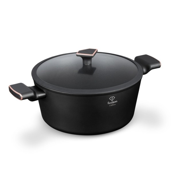 Garnek tradycyjny Fashion TV FTV-0039 28 cm Matte Black z pokrywką, Rose Gold