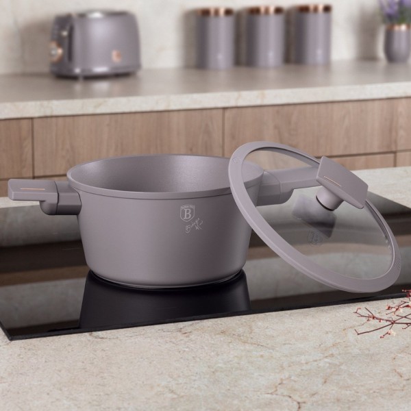 Garnek tradycyjny, BerlingerHaus BH-8100, 20 cm z pokrywką, taupe