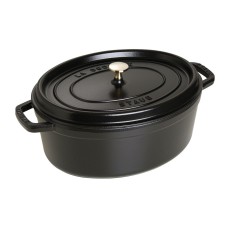 Гарний традиційний чавунний каструля Staub La Cocotte овальна 6.7 л, чорна для готування