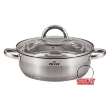 Garnek płaski Zilner ZL-7403 stal nierdzewna 3,5L 24cm do gotowania i duszenia