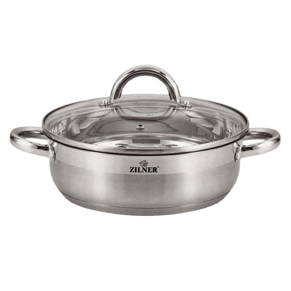 Garnek płaski Zilner ZL-7403 stal nierdzewna 3,5L 24cm do gotowania i duszenia