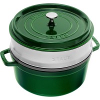 Гарний чавунний каструля Staub La Cocotte 5,2 л для готування зі вставкою, зелений
