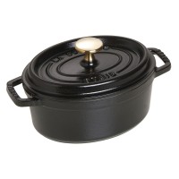 Гарний традиційний чавунний овальний каструля Staub La Cocotte 1 л чорна для приготування