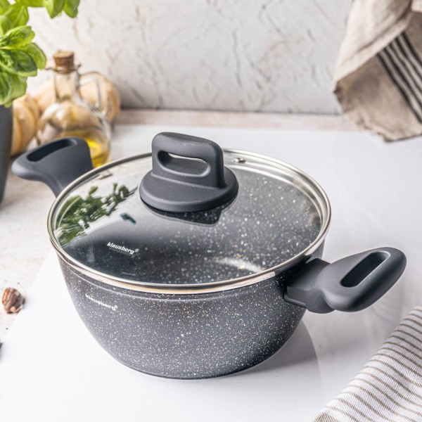 Garnek Klausberg KB-7670 z powłoką marmurową 20 cm 2,3 L do gotowania i duszenia