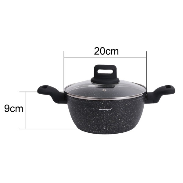 Garnek Klausberg KB-7670 z powłoką marmurową 20 cm 2,3 L do gotowania i duszenia