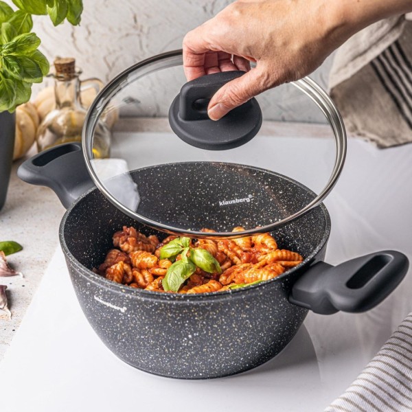 Garnek Klausberg KB-7670 z powłoką marmurową 20 cm 2,3 L do gotowania i duszenia