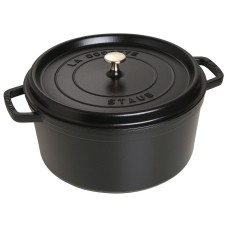 Каструля традиційна Staub La Cocotte, чавунна кругла, 8.35 л, чорна, для готування страв