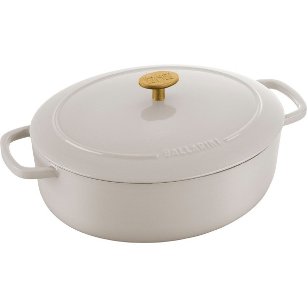 Garnek żeliwny owalny Ballarini Bellamonte 4.5 l do duszenia i pieczenia, kość słoniowa