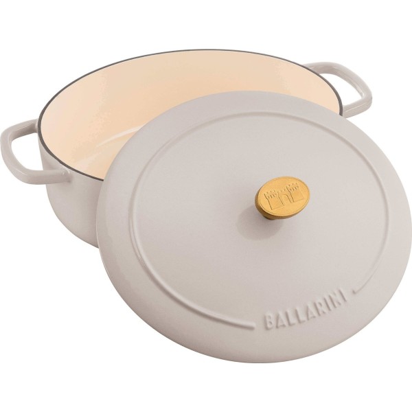 Garnek żeliwny owalny Ballarini Bellamonte 4.5 l do duszenia i pieczenia, kość słoniowa